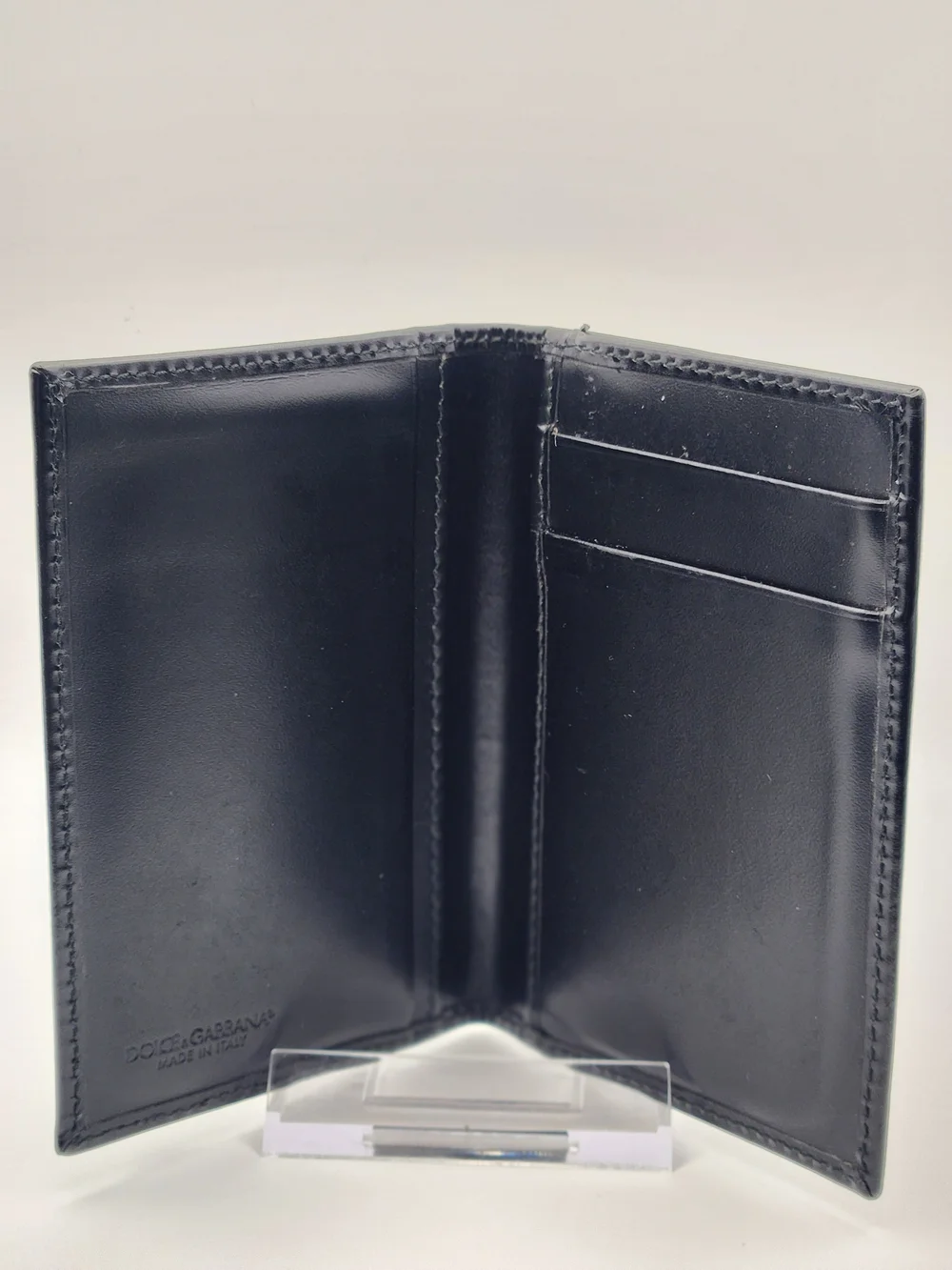 Dolce & Gabbana Black Leather Bifold Card Holder Wallet